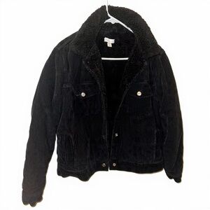 Women’s Black Sherpa-Lined Corduroy Jacket